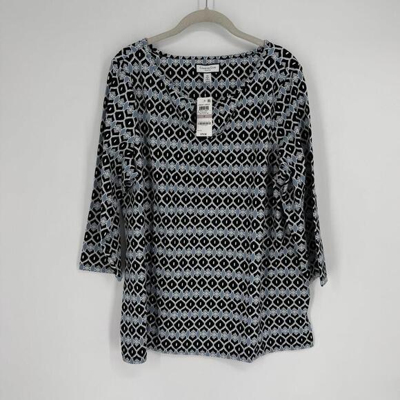 Charter Club shirt womens 1x navy black stretch plus size top work office career - Picture 1 of 6
